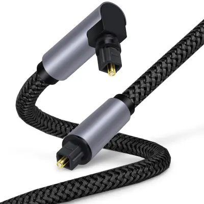 Optični avdio kabel ravno-do-kotni — najlon, brez izgub SPDIF 5.1  1 m
