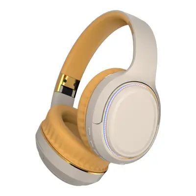 Brezžične čez-uhesne slušalke Bluetooth 5.3, 16-urna avtonomija in LED Khaki