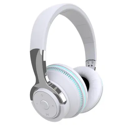 Barvne over-ear Bluetooth slušalke 40mm, RGB luč, 24h predvajanja White