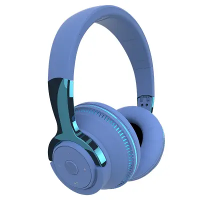 Barvne over-ear Bluetooth slušalke 40mm, RGB luč, 24h predvajanja Blue