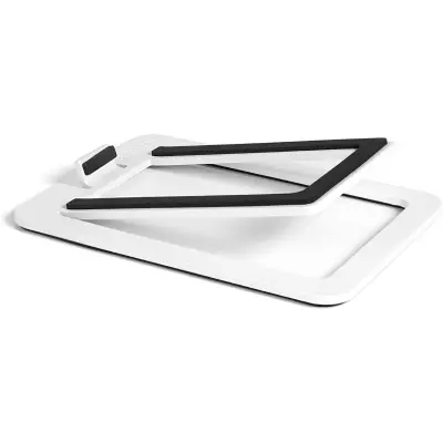 White Hollow kovinski stojalo za zvočnike z naklonom 16°, dimenzije 11,5 × 15,5 × 0,03 cm, za boljši zvok