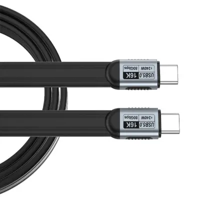 USB5.0 ravni podatkovni kabel 16K/80G/PD240W, PD240W hitro polnjenje  0,5 m