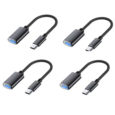 Type-C najlon OTG 4-pack – USB 3.0 OTG adapterji s PD polnjenjem Black