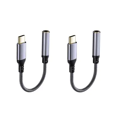 Zlato prevlečen Type-C na 3,5 mm adapter z nadzorom, 2 kosa Gray