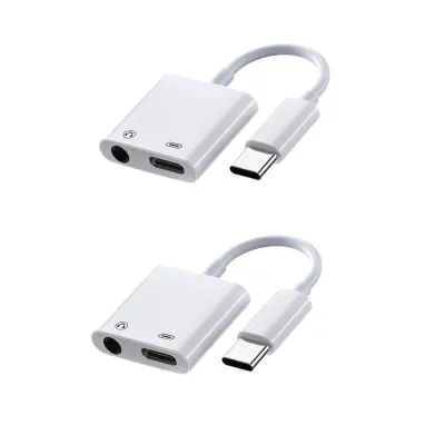 USB-C na 3,5 mm avdio adapter s polnjenjem USB-C, 2-pack White