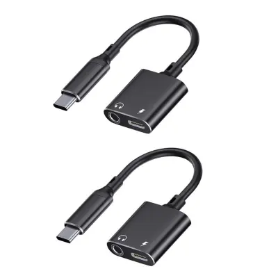 USB-C na 3,5 mm avdio adapter s polnjenjem USB-C, 2-pack Black