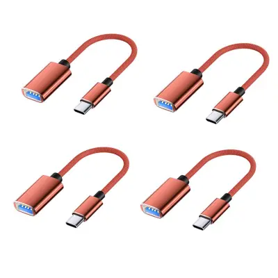 Type-C najlon OTG 4-pack – USB 3.0 OTG adapterji s PD polnjenjem Red