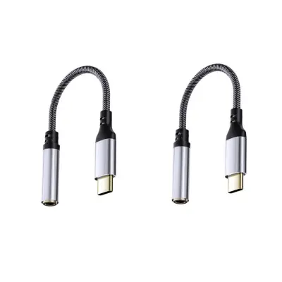 Zlato prevlečen Type-C na 3,5 mm adapter z nadzorom, 2 kosa Silver