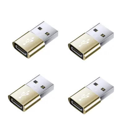 USB moški v USB-C ženski OTG adapter 4 kos, aluminij, hitro polnjenje Gold