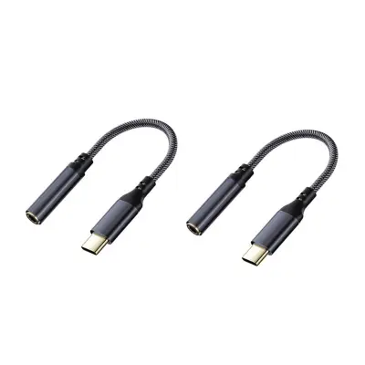 USB-C na 3,5mm adapter, pozlačen vtič, pleten aluminij, 2 kosa Black