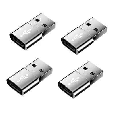 USB moški v USB-C ženski OTG adapter 4 kos, aluminij, hitro polnjenje Gray
