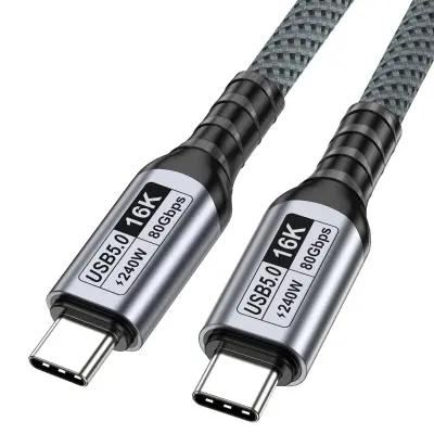USB5 Type-C na Type-C kabel z 80Gbps, 16K video in 240W PD  1 m