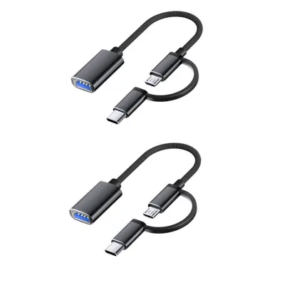 OTG kabel 2-v-1 za Android in Type-C, pleten, 2x adapter
