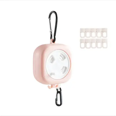 Prenosni samonavijalni komplet za sušenje z obešalniki in sponkami Pink