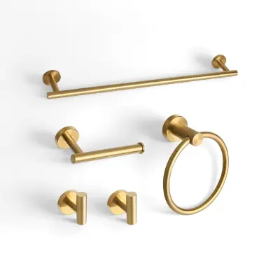 Zlata 5-delna nerjaveča garnitura obročev za brisače