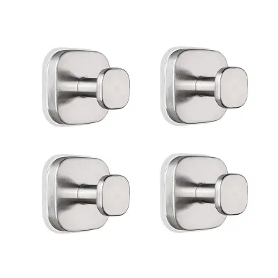 Komplet 4 kvadratne inox sesalne kljuke brez vrtanja, srebrne