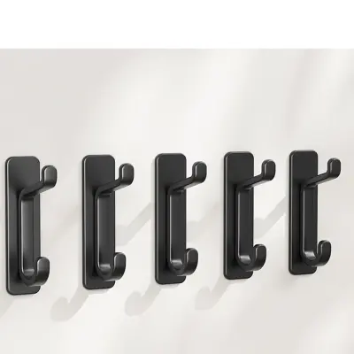 Samolepilni kavlji za obešanje, rjave barve, komplet 5 kosov Black