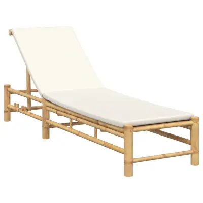 vidaXL Ležalnik z blazinami 55x199x30 cm bambus