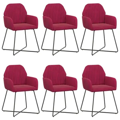 vidaXL Jedilni stoli 6 pcs Žamet Vinorodna rdeča 55 x 50 x 84 cm