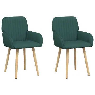vidaXL Jedilni stoli 2 pcs Blago Temno zelena 56,5 x 50 x 87,5 cm