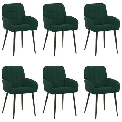 vidaXL Jedilni stoli 6 pcs Žamet Temno zelena 57 x 50 x 85 cm