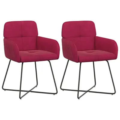 vidaXL Jedilni stoli 2 pcs Žamet Vinorodna rdeča 59 x 56,5 x 86 cm