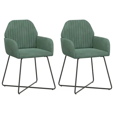 vidaXL Jedilni stoli 2 pcs Žamet Morsko zelena 55 x 50 x 84 cm