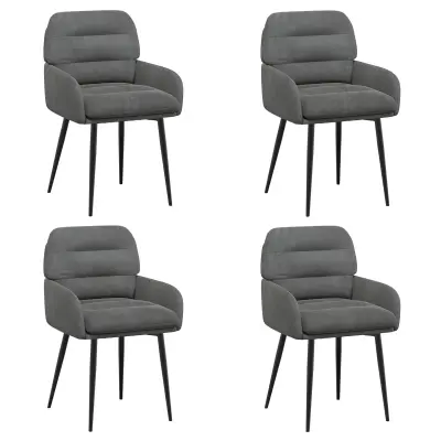 vidaXL Jedilni stoli 4 pcs Žamet Temno siva 59 x 59,5 x 90 cm