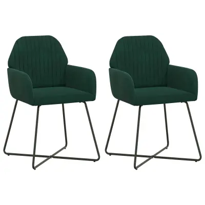 vidaXL Jedilni stoli 2 pcs Žamet Temno zelena 55 x 50 x 84 cm