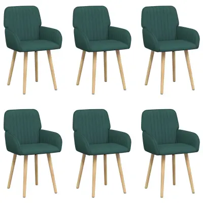 vidaXL Jedilni stoli 6 pcs Blago Temno zelena 56,5 x 50 x 87,5 cm