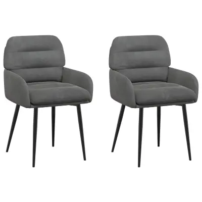 vidaXL Jedilni stoli 2 pcs Žamet Temno siva 59 x 59,5 x 90 cm