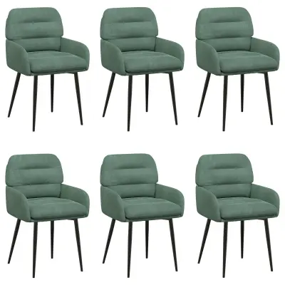 vidaXL Jedilni stoli 6 pcs Žamet Morsko zelena 59 x 59,5 x 90 cm