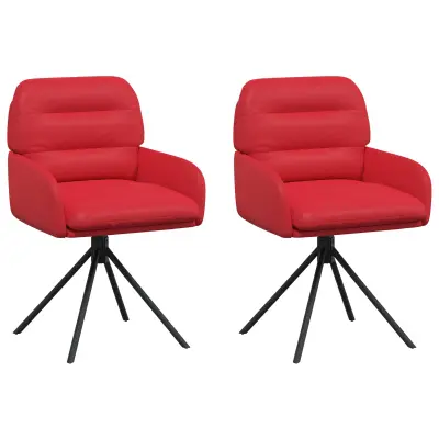 vidaXL Vrtilne jedilne stole 2 pcs Umetno usnje Rdeča