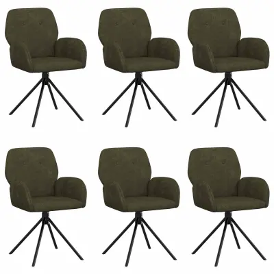 vidaXL Vrtilne jedilne stole 6 pcs Umetno nubuk usnje Vojaška zelena
