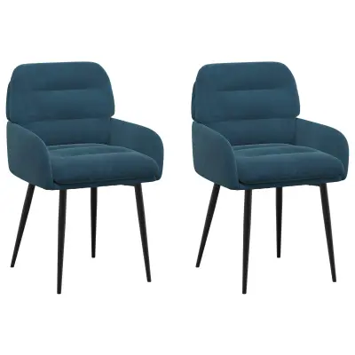 vidaXL Jedilni stoli 2 pcs Žamet Modra 59 x 59,5 x 90 cm