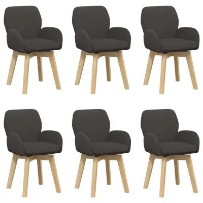 vidaXL Vrtilne jedilne stole 6 pcs Bouclé Temno siva 54 x 58 x 87 cm