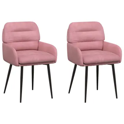 vidaXL Jedilni stoli 2 pcs Žamet Roza 59 x 59,5 x 90 cm