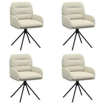 vidaXL Vrtilne jedilne stole 4 pcs Umetno usnje Krem 59 x 59,5 x 90 cm