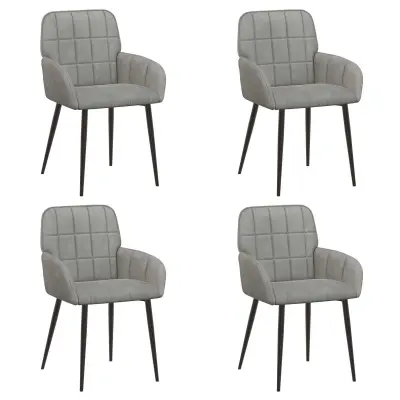 vidaXL Jedilni stoli 4 pcs Žamet Svetlo siva 57 x 50 x 85 cm