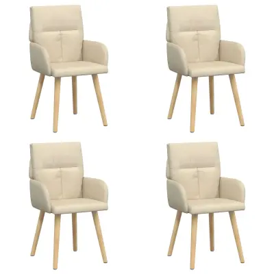 vidaXL Jedilni stoli 4 pcs Blago Krem 60 x 56 x 96 cm