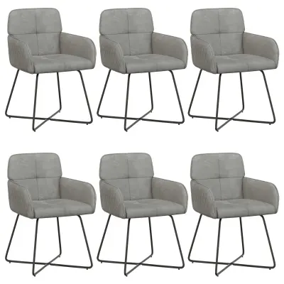 vidaXL Jedilni stoli 6 pcs Žamet Svetlo siva 59 x 56,5 x 86 cm