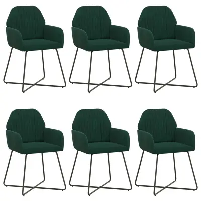 vidaXL Jedilni stoli 6 pcs Žamet Temno zelena 55 x 50 x 84 cm