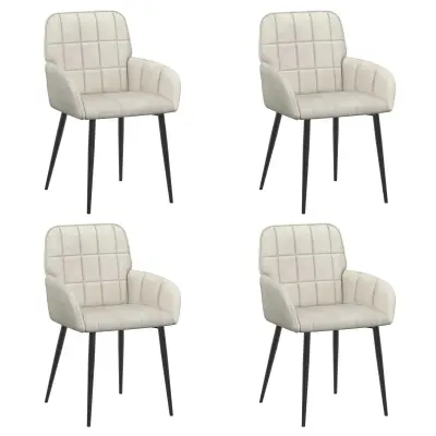 vidaXL Jedilni stoli 4 pcs Žamet Krem 57 x 50 x 85 cm