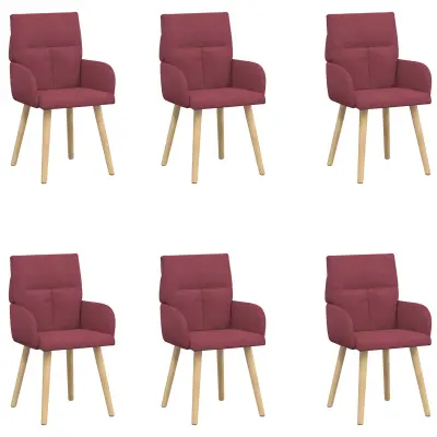 vidaXL Jedilni stoli 6 pcs Blago Vinorodna rdeča 60 x 56 x 96 cm