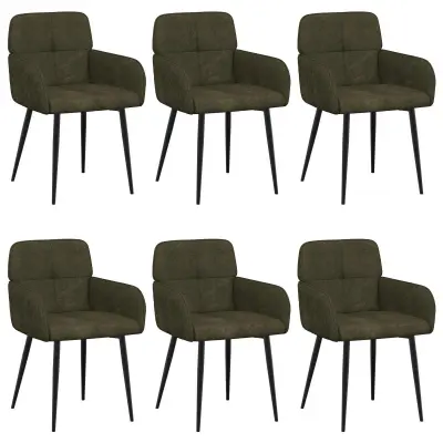 vidaXL Jedilni stoli 6 pcs Umetno nubuk usnje Vojaška zelena