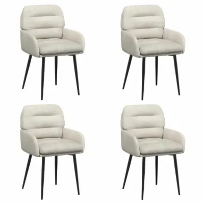 vidaXL Jedilni stoli 4 pcs Žamet Krem 59 x 59,5 x 90 cm