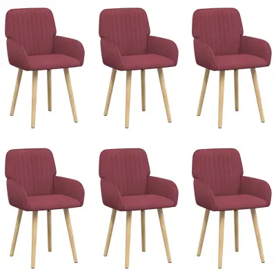 vidaXL Jedilni stoli 6 pcs Blago Vinorodna rdeča 56,5 x 50 x 87,5 cm