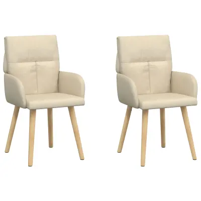 vidaXL Jedilni stoli 2 pcs Blago Krem 60 x 56 x 96 cm