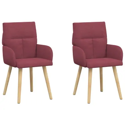 vidaXL Jedilni stoli 2 pcs Blago Vinorodna rdeča 60 x 56 x 96 cm