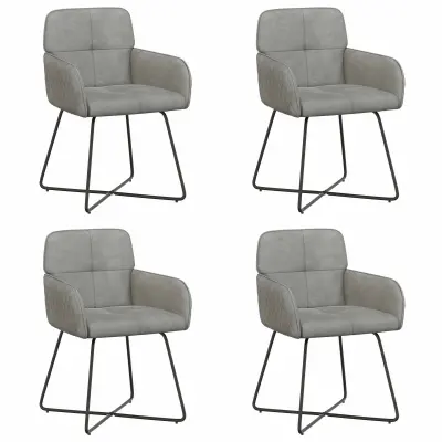 vidaXL Jedilni stoli 4 pcs Žamet Svetlo siva 59 x 56,5 x 86 cm